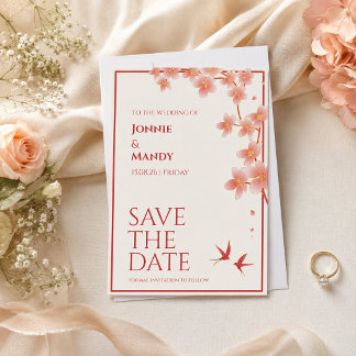 Elegante bloemige save-the-date trouwkaart RSVP kaartje