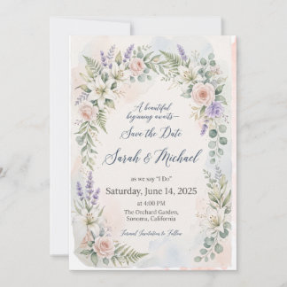 Elegante bloemige 'Save the Date'-uitnodiging | Be Kaart