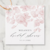 Elegante Bloemige Script Roze Bruidsmeisjesfeest Bedankjes Labels (Voorkant)
