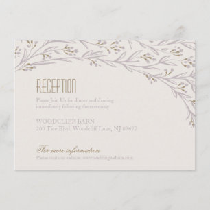 Elegante bloemige seringen rustieke trouwreceptiek informatiekaartje