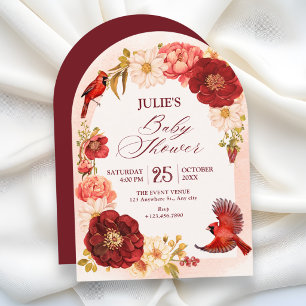 Elegante bloemige tak vogel baby shower kaart