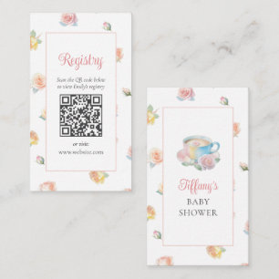 Elegante Bloemige Theepartij Baby Shower Cadeau Re Informatiekaartje