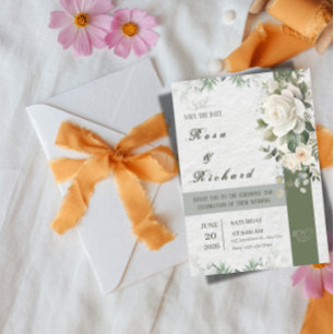 Elegante bloemige trouw 'Save the Date' Kaart