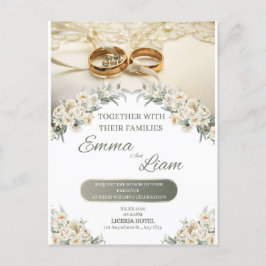 Elegante Bloemige Trouw Uitnodiging – Emma & Liam