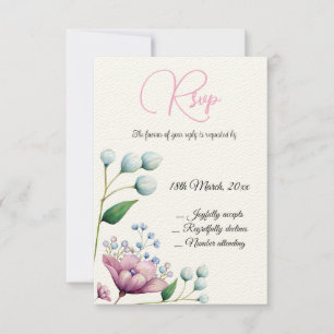 Elegante Bloemige Trouwdag Zachte Botanische Roman RSVP Kaartje