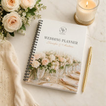 Elegante bloemige trouwplanner spiraalnotitieboek