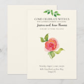 Elegante Bloemige Trouwreceptie Kaart (Voorkant / Achterkant)