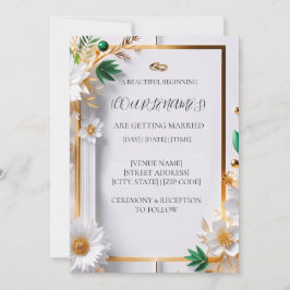 Elegante Bloemige Trouwuitnodiging Kaart