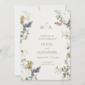 Elegante bloemige trouwuitnodiging template kaart