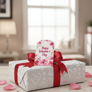 Elegante bloemige Valentijnsdag-cadeaubijsluiter – Cadeaulabel