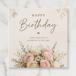Elegante bloemige verjaardags cadeaukaart favor ta bedankjes labels