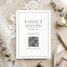 Elegante Bloemige Vintage Trouw-QR-code