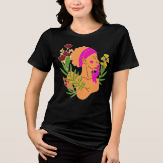 Elegante Bloemige Vrouw Silhouet Tri-Blend Shirt