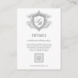 Elegante Bloemige Wapenschild Monogram Details Kaa Informatiekaartje