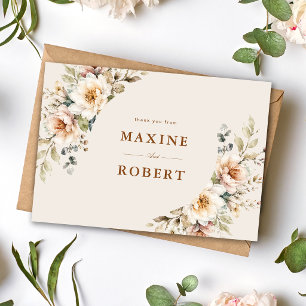 Elegante Bloemige Watercolor Botanische Bruiloft Bedankkaart