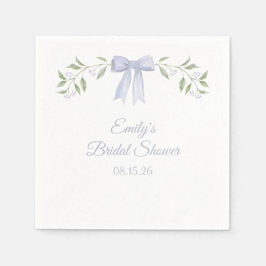 Elegante bloemige waterverf en strik chic bruidsdo servet (Voorkant)