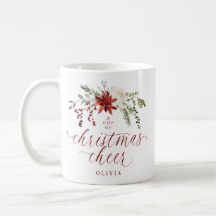 Elegante bloemige waterverf groene Kerstmis Koffiemok