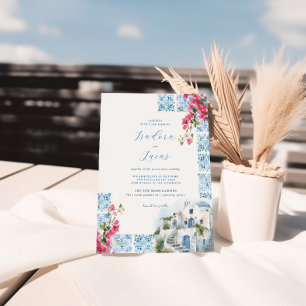 Elegante Bloemige Waterverf Tegels Griekse Bruil Kaart