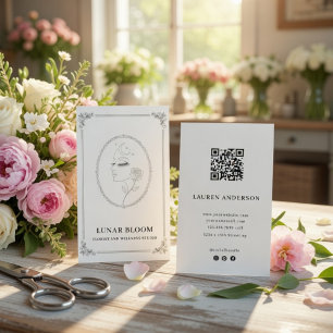 Elegante Bloemige Wellness Visitekaartje met QR-co