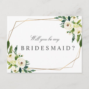 elegante bloemige wil je mijn bruidsmeisje kaart z