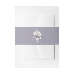 Elegante Bloemige Witte Madeliefjes Monogram Bruil Uitnodigingen Wikkel