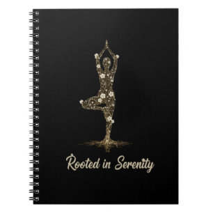 Elegante Bloemige Yoga Boomhouding Geworteld in Notitieboek