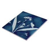 Elegante Bloemige Zijdeplant Cyanotype Tegeltje (Zijkant)
