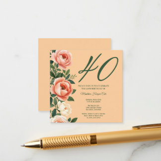 Elegante bloemige zijrand geboortekaartje informatiekaartje