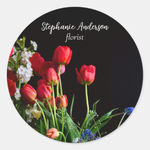 Elegante Bloemist Ronde Sticker