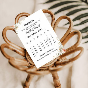 Elegante bloemkalender bruidsmeisje vraag kaart