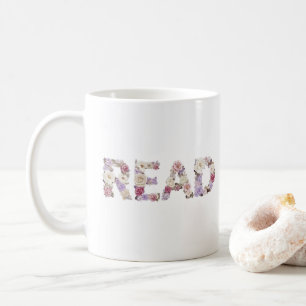 Elegante bloemlezing READ-typografie - Pastelkleur Koffiemok