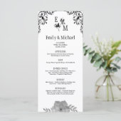 Elegante Bloemmonogram bruiloft Menu (Staand voorkant)