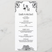 Elegante Bloemmonogram  bruiloft Menu (Voorkant)