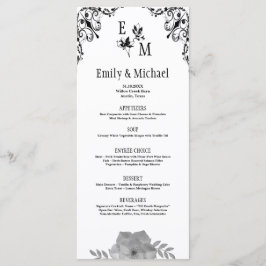 Elegante Bloemmonogram  bruiloft Menu