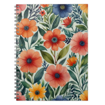 Elegante Bloemmotief Spiraal Foto Notitieboek