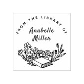 Elegante  bloemrijke aangepaste naam Bibliotheek B Rubberstempel (Afrduk)