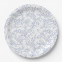 Elegante Bloemrijke Blauwe Franse Toile