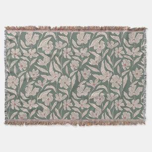 Elegante Bloemrijke Boho Roze & Donkergroene Botan Deken