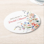 Elegante Bloemrijke Bruidsdouche Ronde Kartonnen Onderzetter (Gebogen)