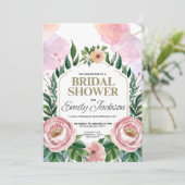 Elegante bloemrijke bruidsdouche uitnodiging & blo (Staand voorkant)