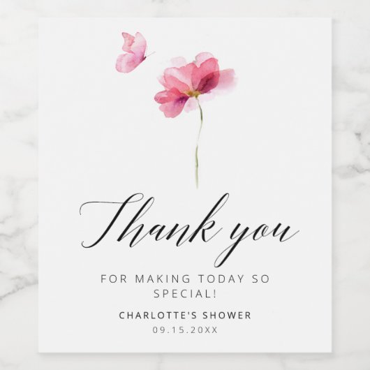 Elegante bloemrijke bruidsuitnodiging wijn etiket (Enkel label)