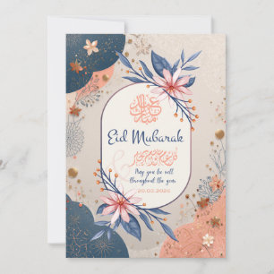 Elegante Bloemrijke Eid Mubarak Wenskaart Kaart
