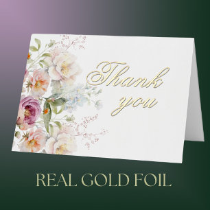 Elegante bloemrijke goud folie verjaardagsfeest be wenskaart