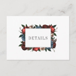 Elegante bloemrijke kader huwelijksdetails informatiekaartje