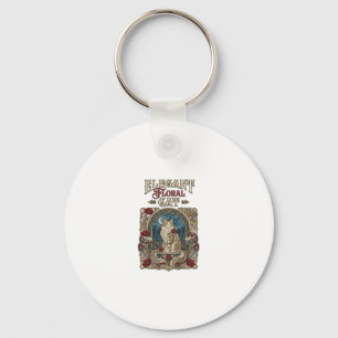 Elegante bloemrijke kat Art Nouveau vintage vector Sleutelhanger