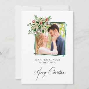 Elegante bloemrijke kerstkaart met gepersonaliseer
