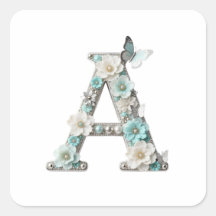 Elegante Bloemrijke Kralenstickers met je Initiaal