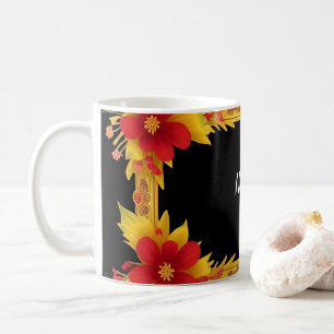 Elegante bloemrijke lijst koffiemok