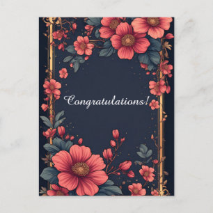 Elegante bloemrijke lijst met roze bloemen briefkaart