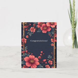 Elegante bloemrijke lijst met roze bloemen kaart